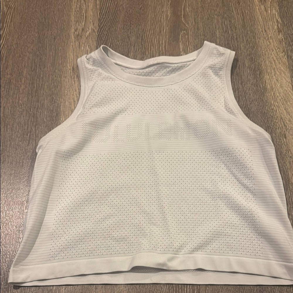 Lululemon Athletica White Ribbed Crop Tank Top